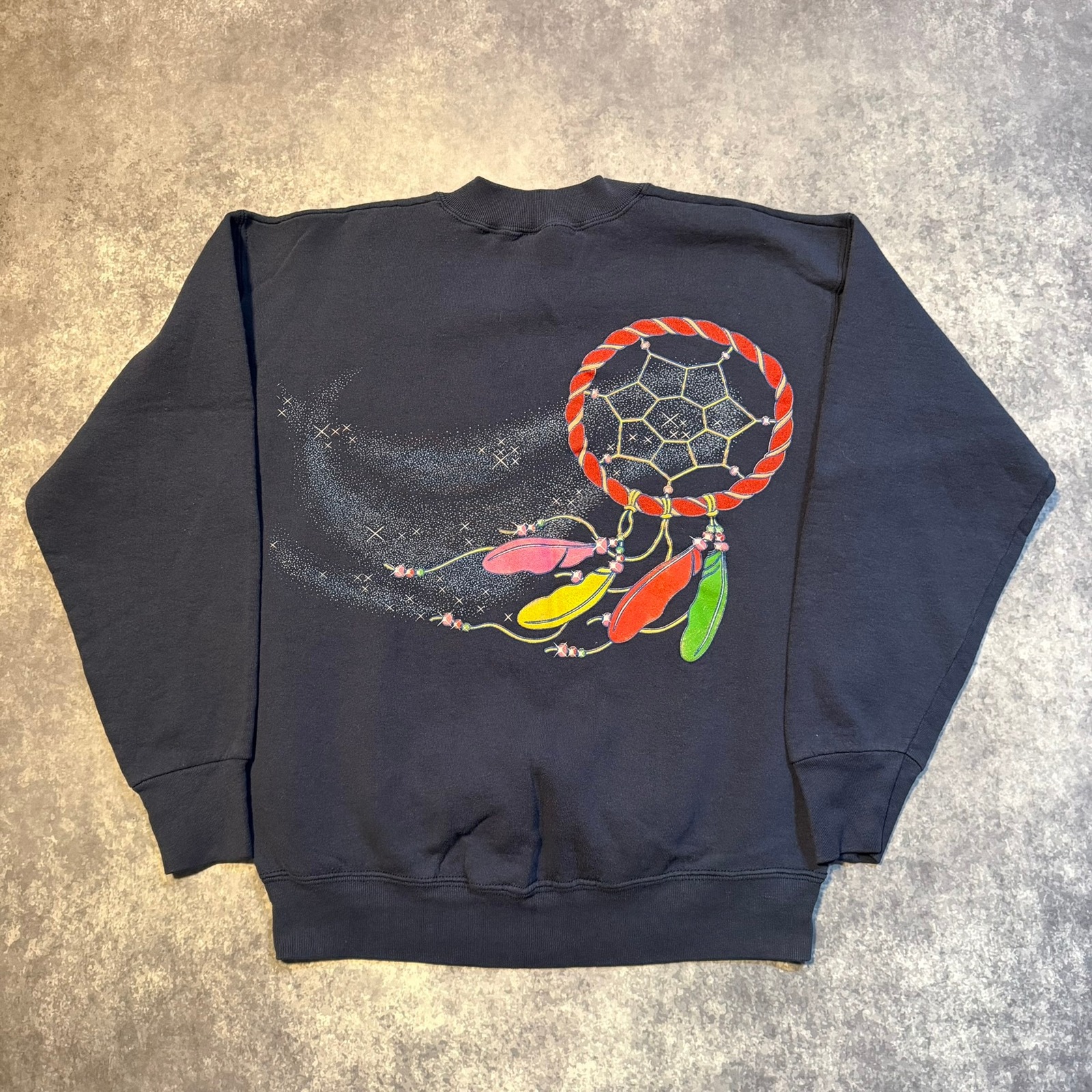 Vintage Catch Your Dream Sweatshirt Navy Blue Medium Dream Catcher 90s